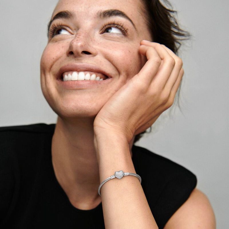 Pandora Silver Pave Heart Bracelet 590727CZ-16 (16.00 cm)-zoom-