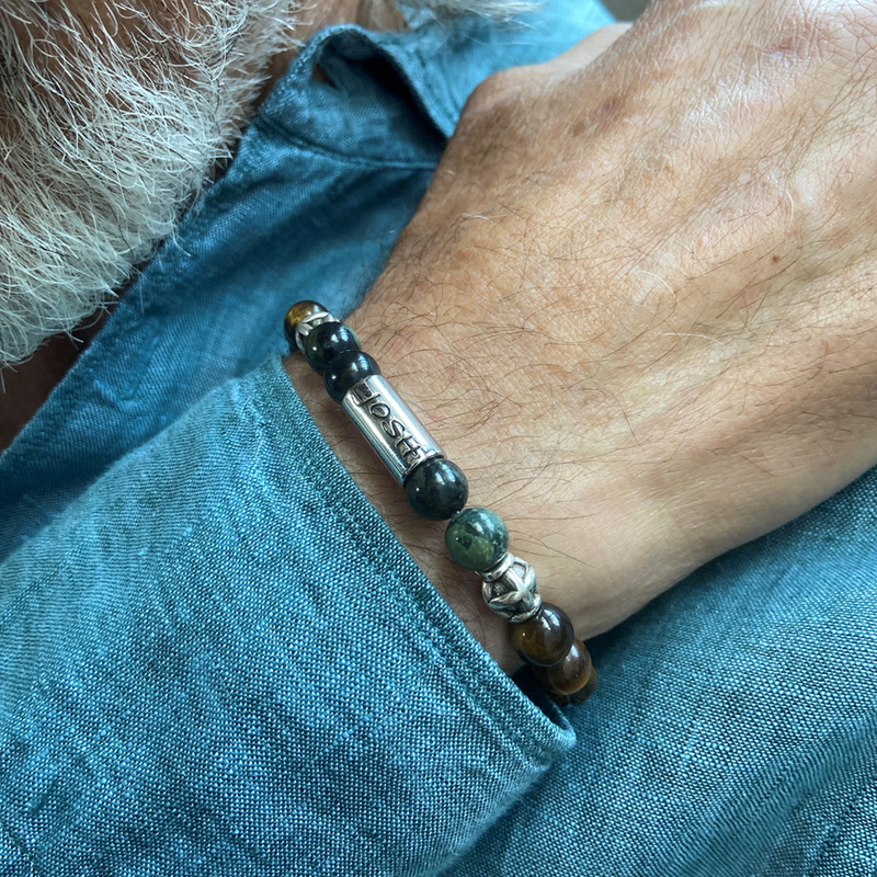 Josh Multi-coloured Natural Stone Bracelet 09329SL/GRCG/MED-zoom-