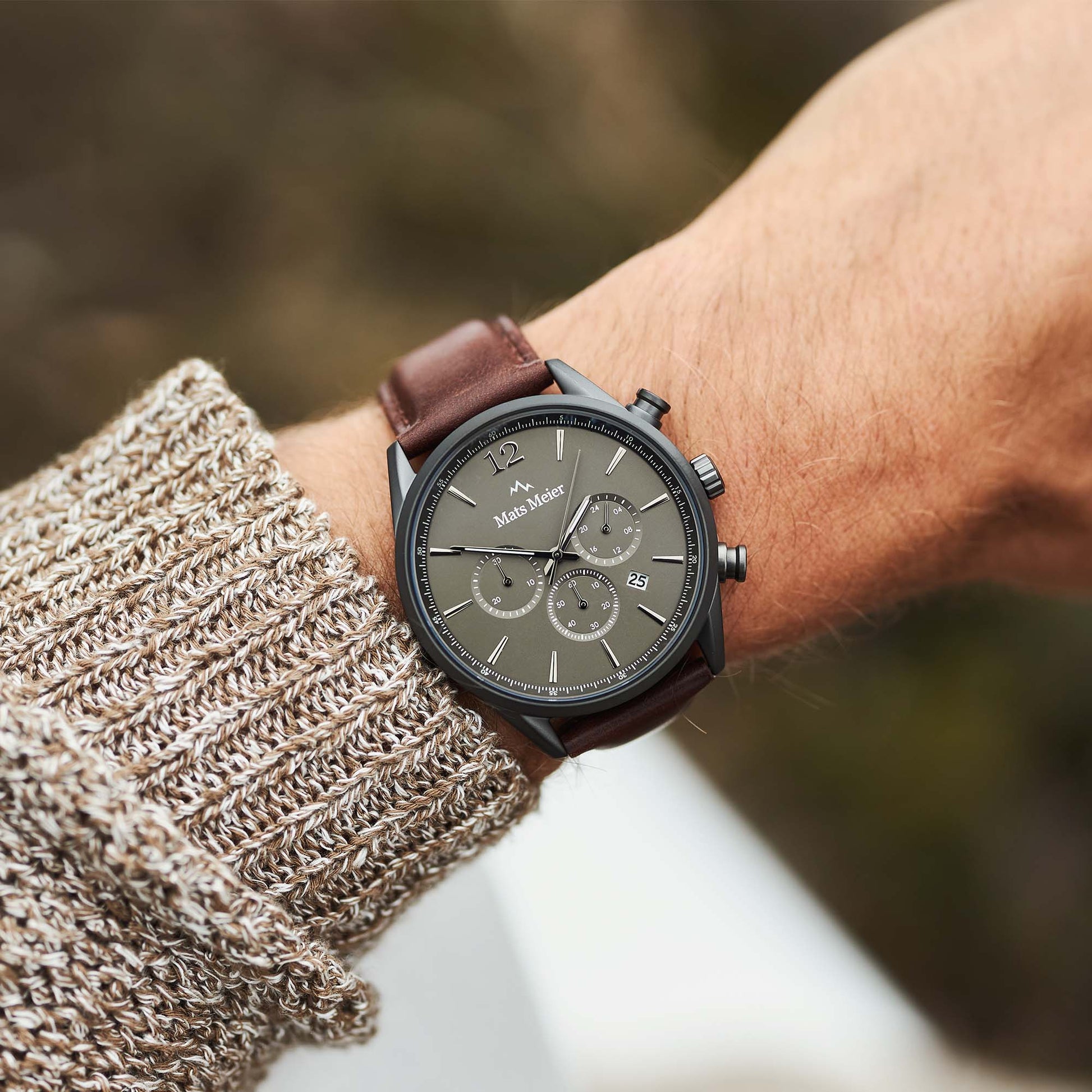 Mats Meier Grand Cornier Chrono Gunmetal/DonkerBrown Watch MM00104