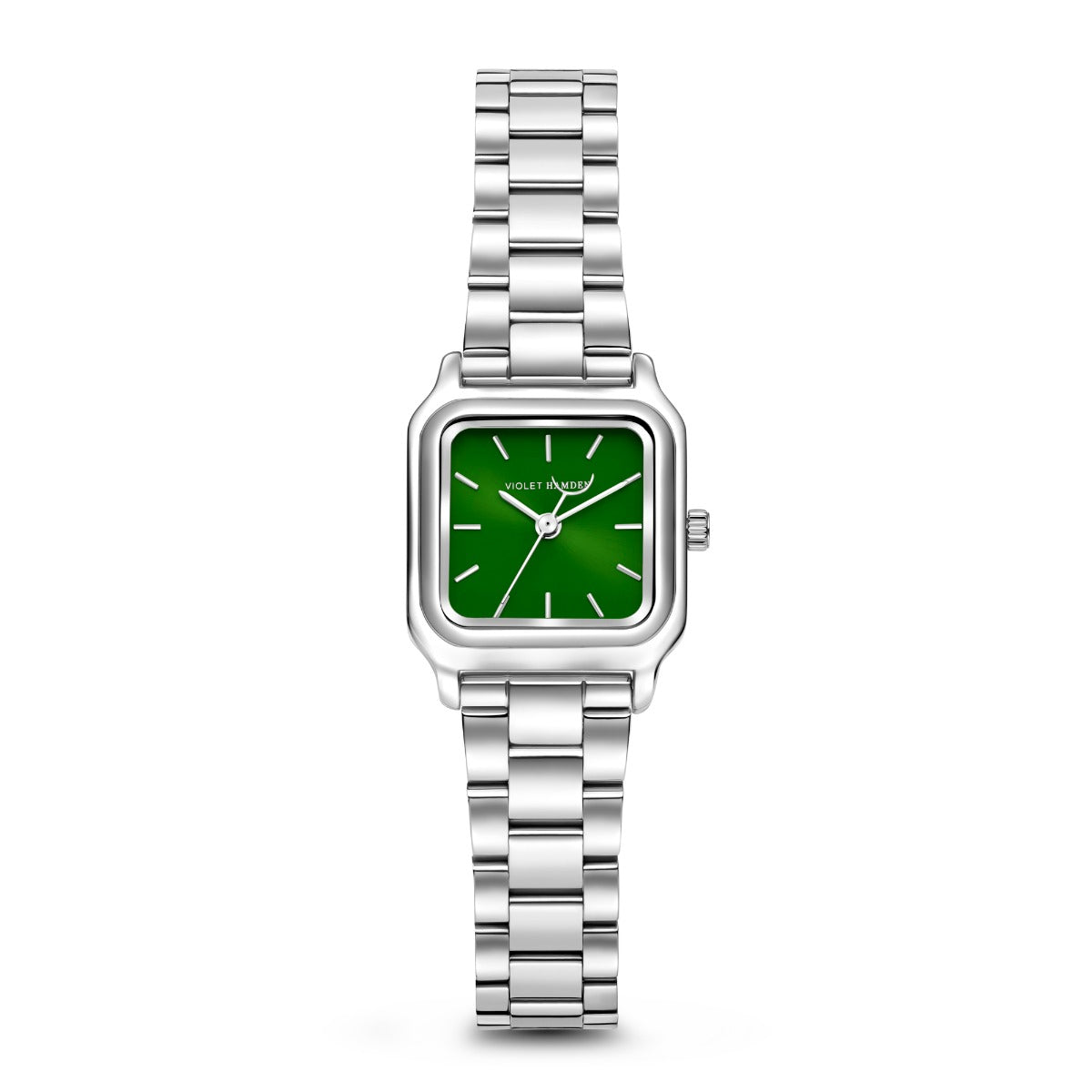 Violet Hamden Dawn Base Square Women's Watch Silver Coloured and Green VH09035