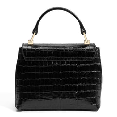 Isabel Bernard Femme Forte Heline croco Black Leather Handbag made of Calfskin IB21037