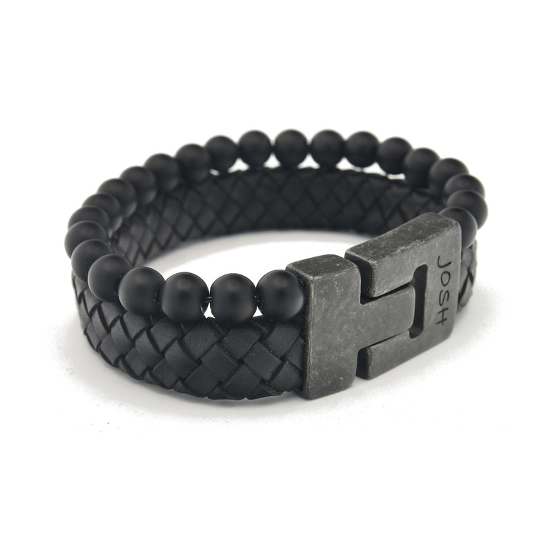 Josh Vintage Black Bracelet 24966-BRA-VB/BLACK/L-zoom-