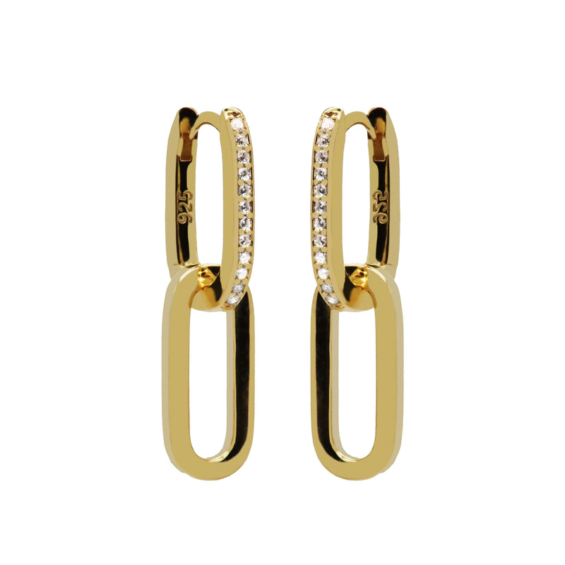 Karma 925 Sterling Silver Gold-coloured Zirconia Densely Hoop Earrings H233GP-zoom-