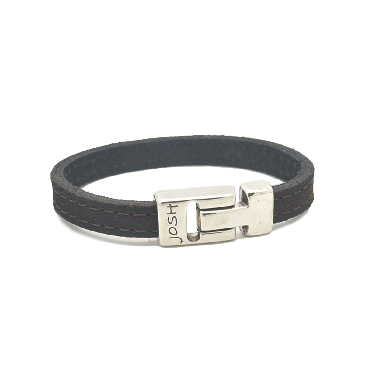 Josh Brown Leather Bracelet 25036SL/BRWN/MED