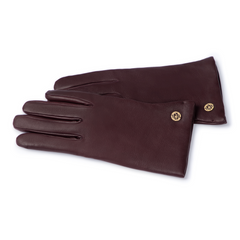 Isabel Bernard Honoré Eleanor Bordeaux Red goatskin leather gloves IB67000-352-7.5
