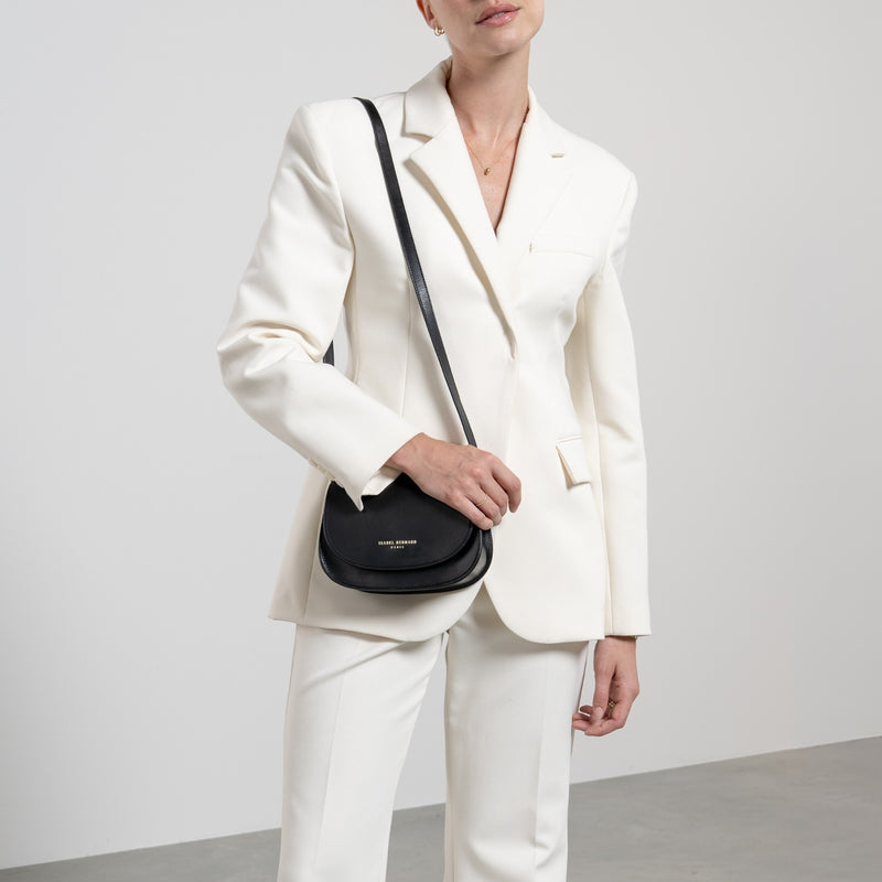 Isabel Bernard Montmartre Manon Zwarte NatuurLeren Crossbody Tas IB21110-zoom-