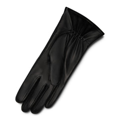 Isabel Bernard Honoré Rosette black goatskin leather gloves IB67002-301-6.5