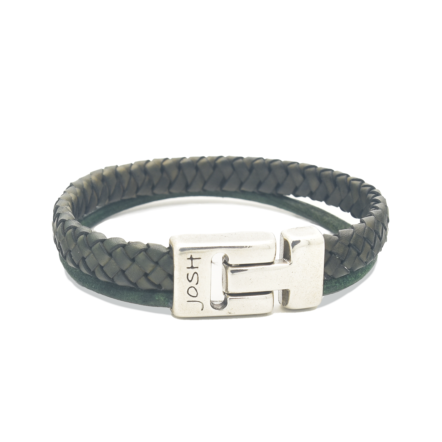 Josh Green Leather Bracelet 25040SL/GRNN/LME