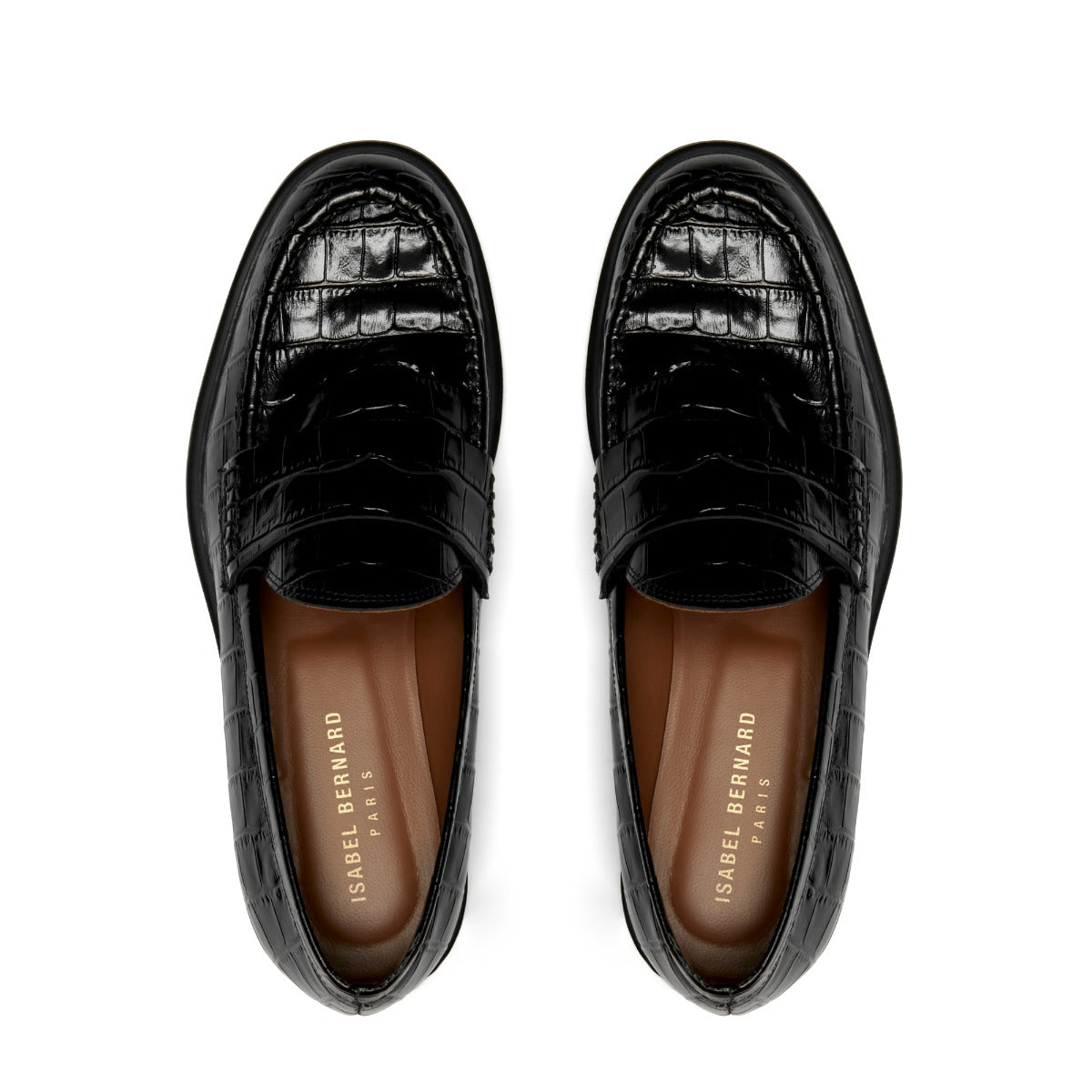 Isabel Bernard Vendôme Blandine croco black calfskin leather loafers IB51015-201-38