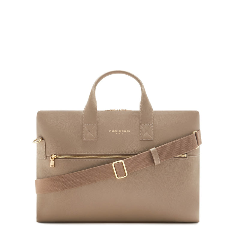 Isabel Bernard Honoré Anique Taupe Kalfsleren Handtas IB25070-zoom-