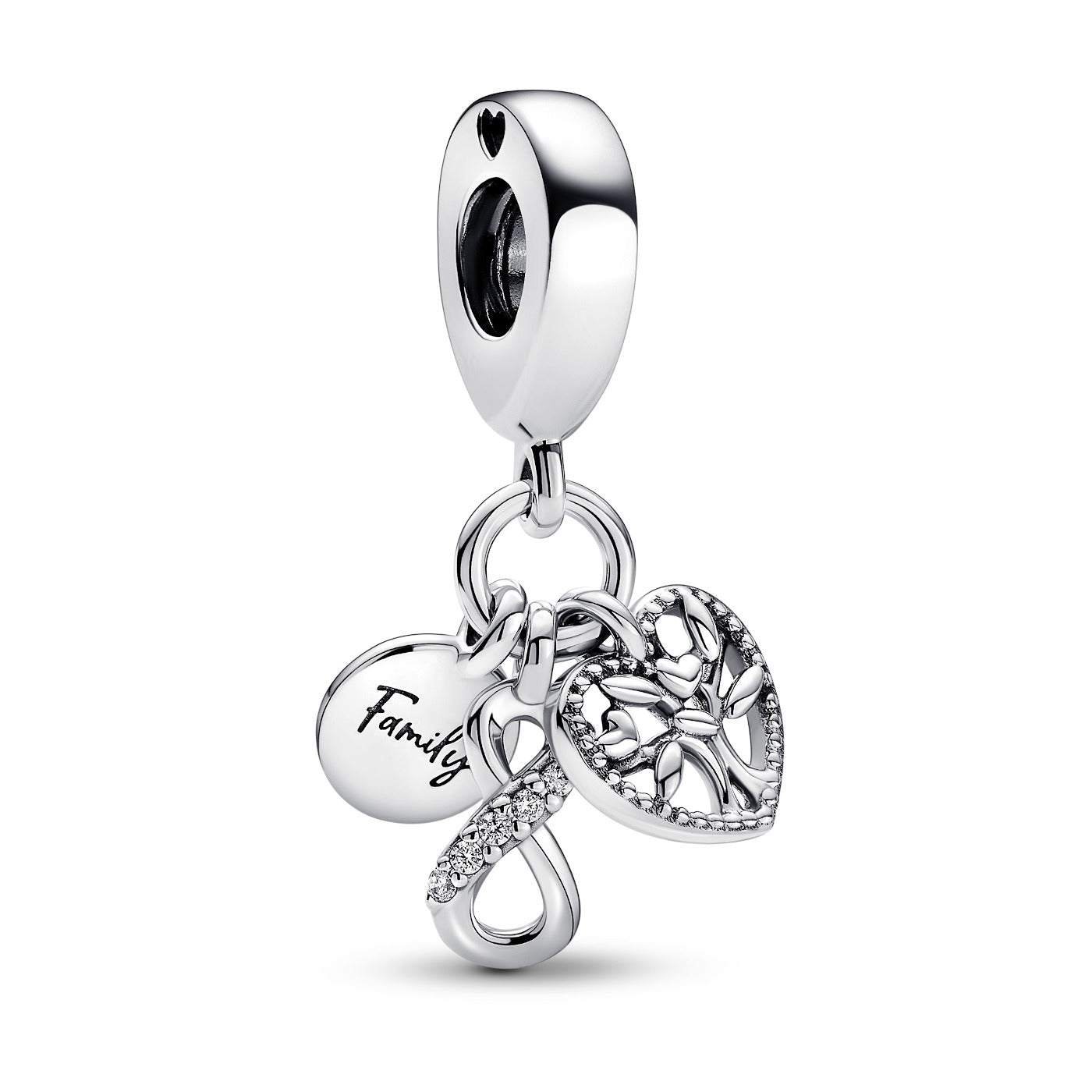 Pandora Moments 925 Sterling Silver Infinity, Disc And Heart Charm 792201C01
