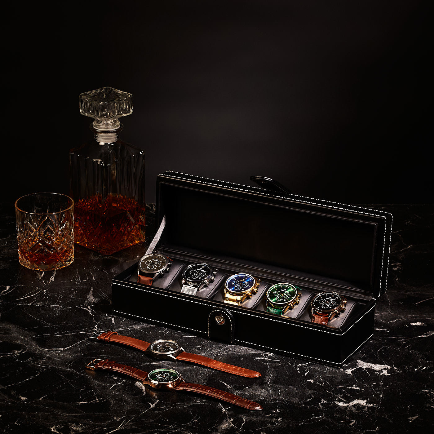 Mats Meier Mont Fort Black Watchbox voor 5 Watchs