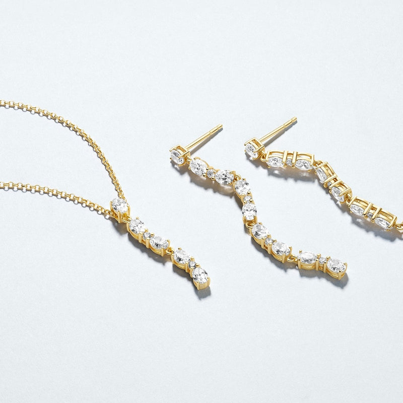 Sif Jakobs Ellera 925 Sterling Silver Necklace Gold Plated SJ-N2421-CZ-YG-zoom-