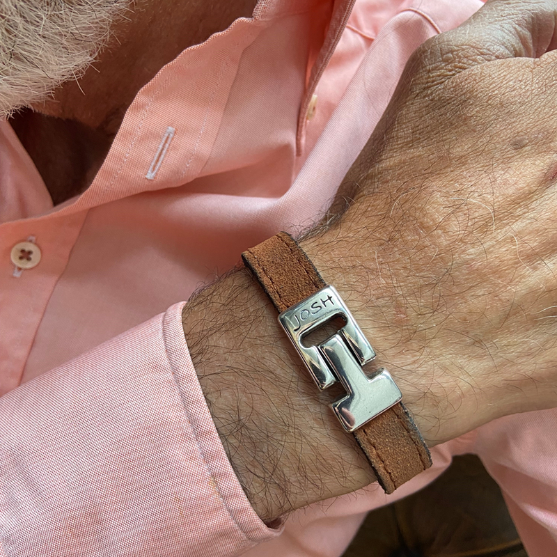 Josh Cognac Leather Bracelet 25037SL/CGNC/LME-zoom-