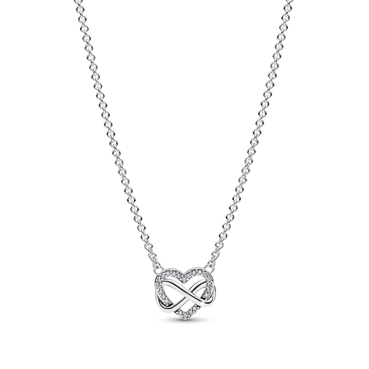 Pandora Moments 925 Sterling Silver Sparkling Infinity Heart Necklace 392666C01-50