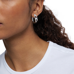 Diesel D Logo Silver Stainless Steel Earrings DX1637040