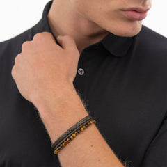 Hugo Boss BOSS Brown Leather Gemstone Bracelet HBJ1580787