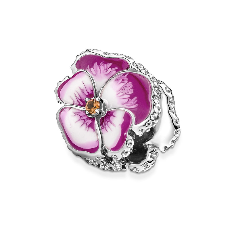 Pandora Moments 925 Sterling Silver Roze Viooltje Bedel 790777C01-zoom-