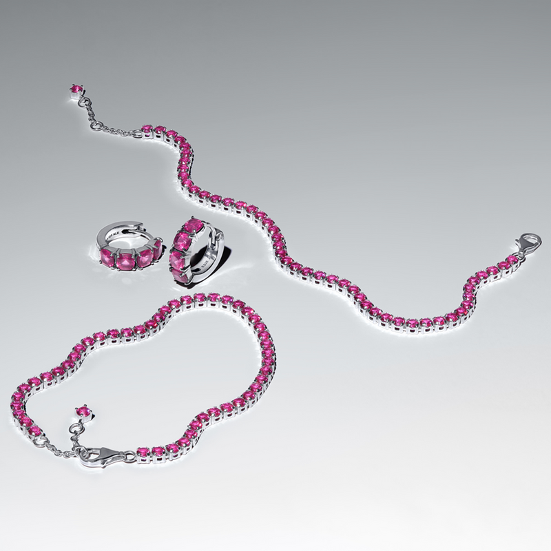 Pandora Timeless 925 Sterling Zilveren Sprankelende Roze Tennisarmband 591469C04-18-zoom-