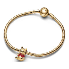 Pandora Disney 925 Sterling Silver Winnie The Pooh Bear Charm 762212C01with14K Gold Plating
