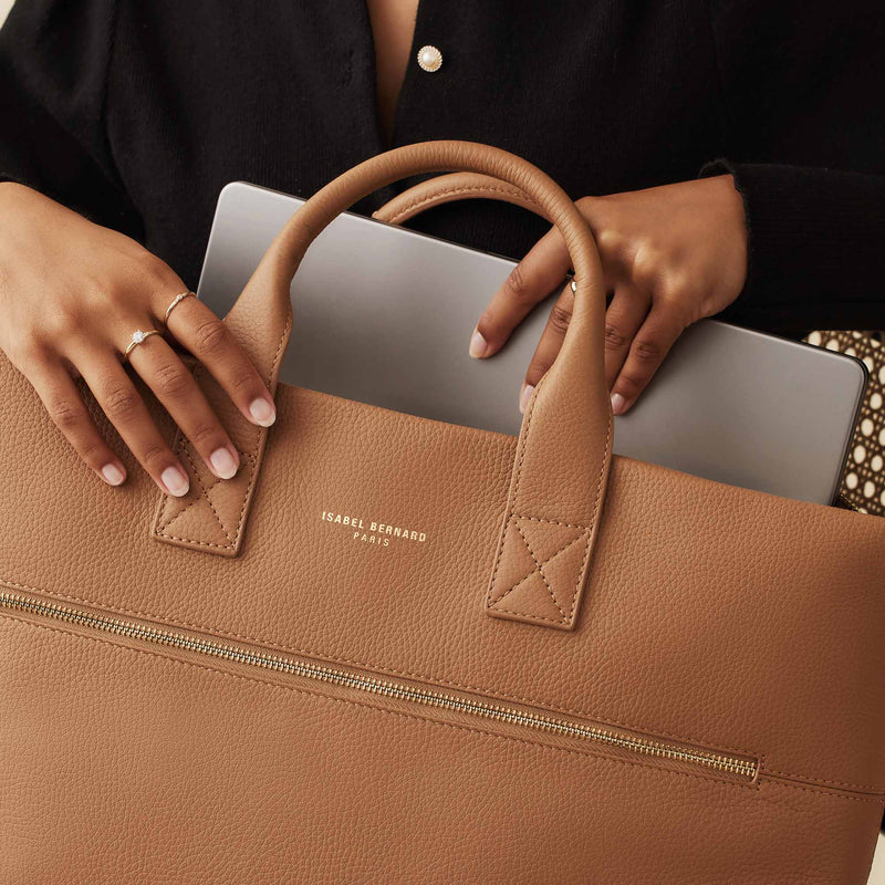 Isabel Bernard Honoré Anique Camel Kalfsleren Handtas IB25062-zoom-