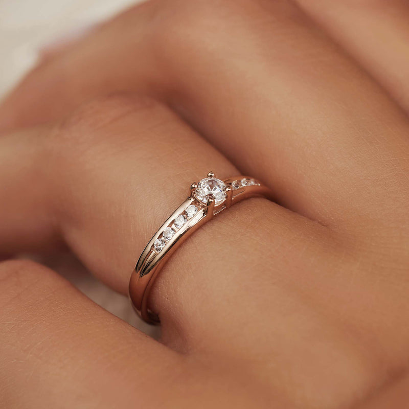 Isabel Bernard La Concorde Estee 14 Karaat Rosé Gouden Ring IB330075-50 (Maat: 50)-zoom-