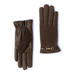 Isabel Bernard Honoré Marcelia dark brown goatskin suéde leather gloves IB67001-131-6.5