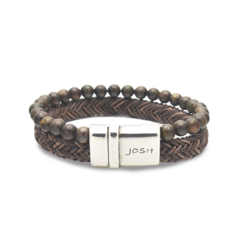 Josh Brown Natural Stone Bracelet 09333SL/BRWN/LRG-zoom-