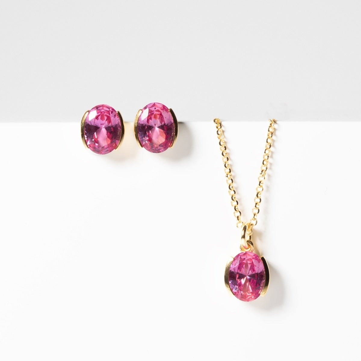 Sif Jakobs Ellisse 14 karat gold plated Necklace SJ-N2353-PKCZ-YG