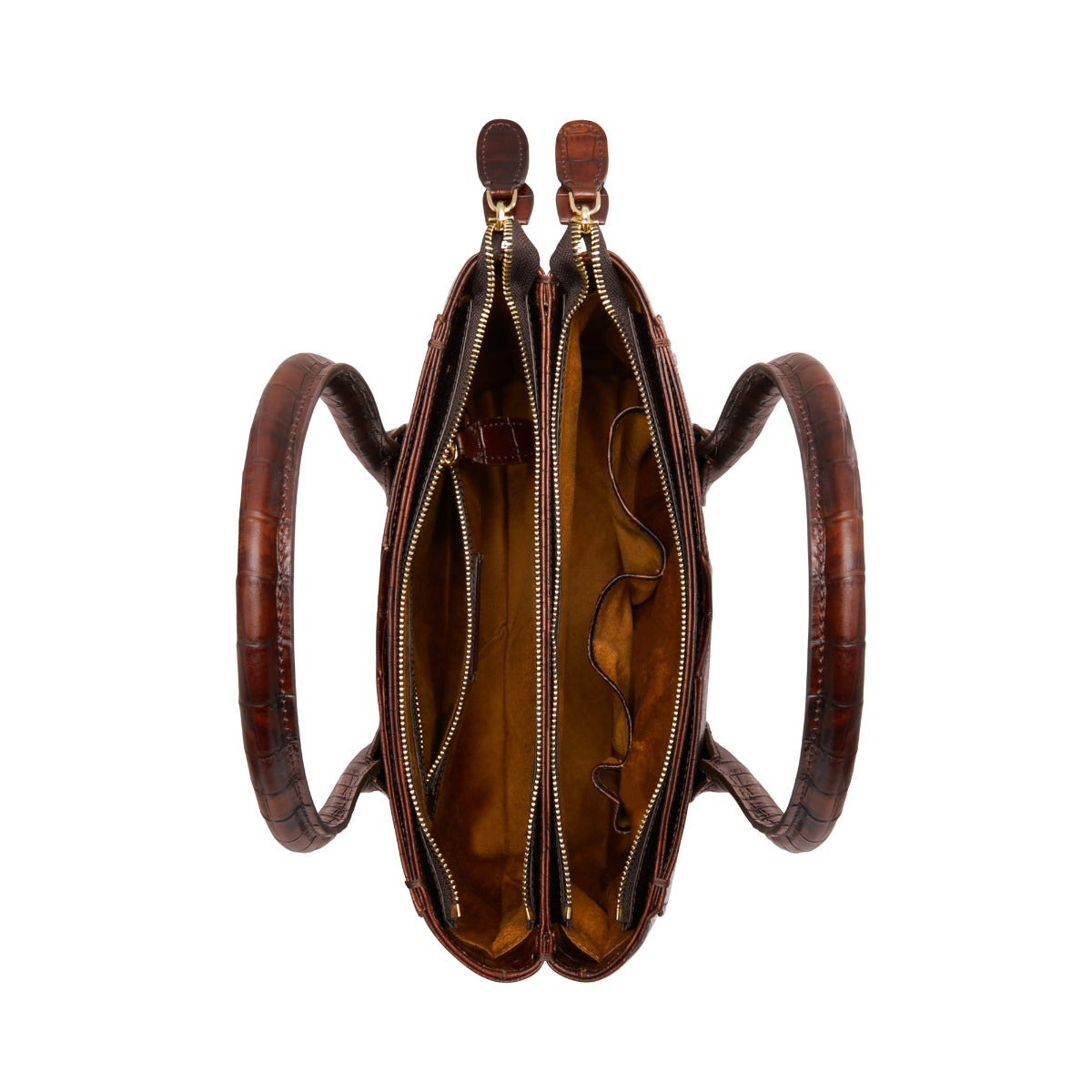 Isabel Bernard Honoré Cloe Midi Croco Brown Calfskin Leather Handbag IB25082-230