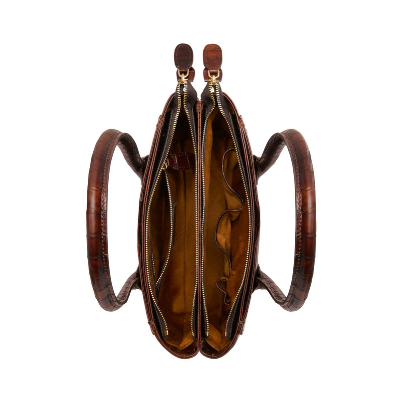 Isabel Bernard Honoré Cloe Midi Croco Bruine Kalfsleren Handtas IB25082-230-zoom-