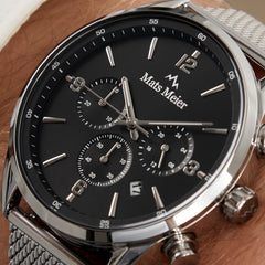 Mats Meier Grand Cornier chronograph men's watch silver colored with black MM00132