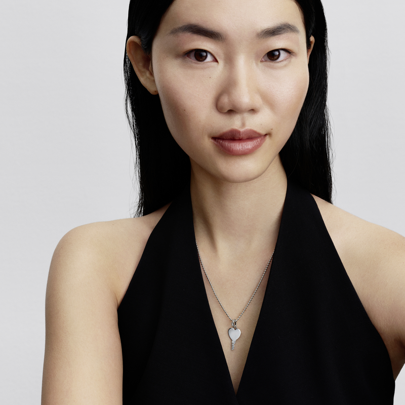 Pandora Moments 925 Sterling Silver Engravable Heart Key Shaped Pendant 394353C01-zoom-