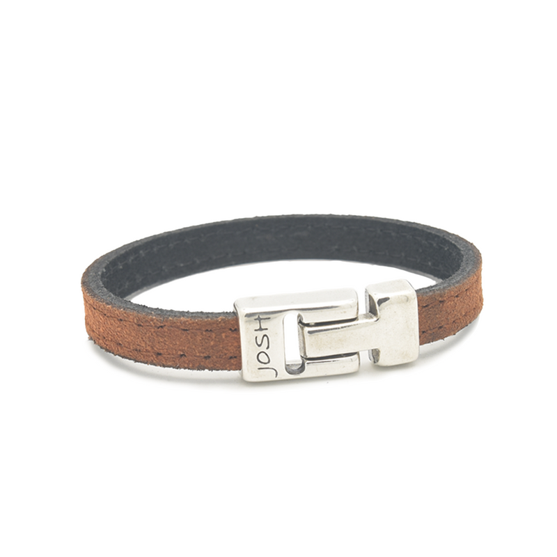 Josh Cognac Leather Bracelet 25036SL/CGNC/LRG-zoom-
