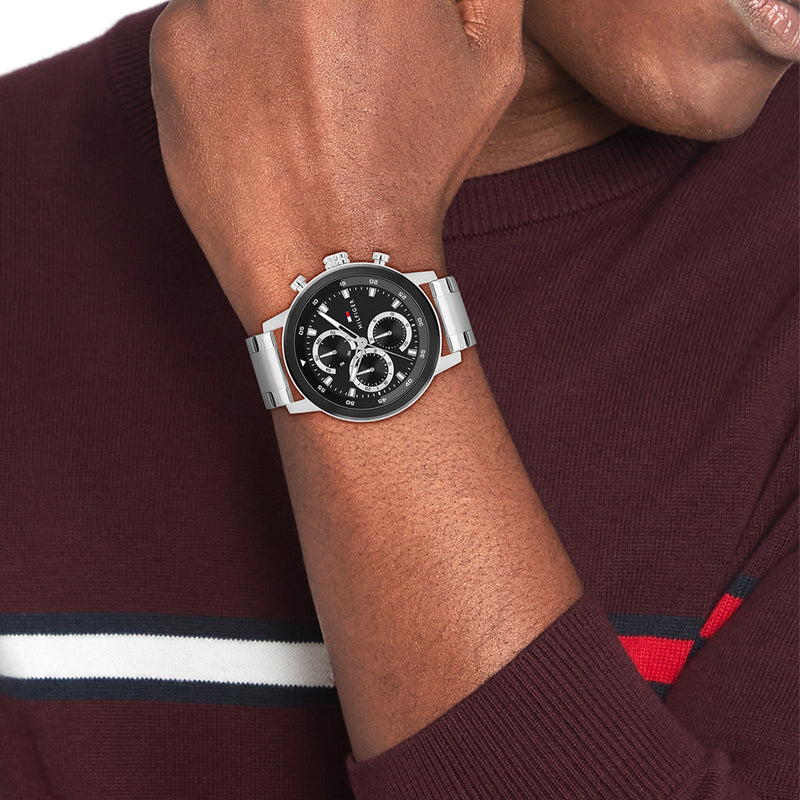 Tommy Hilfiger Rocky Zilver en Zwart Herenhorloge TH1792181-zoom-