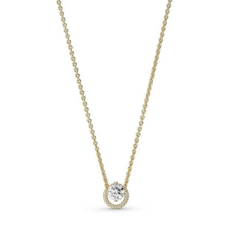 Pandora Timeless Gold-coloured Sparkling Round Halo Necklace Gold Plated 361174C01-45 (Length: 45.00 cm)-zoom-