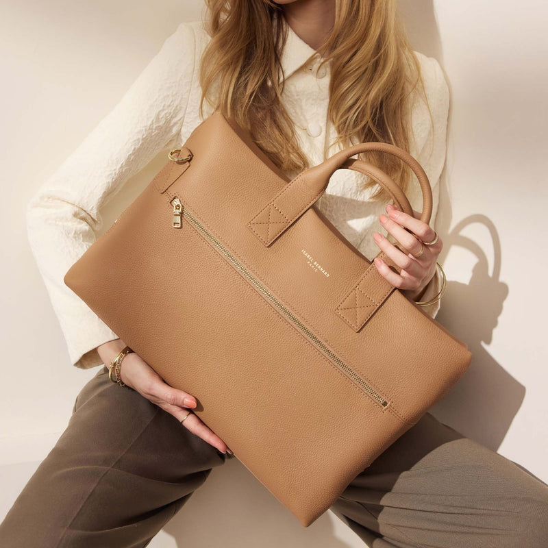 Isabel Bernard Honoré Anique Camel Kalfsleren Handtas IB25062-zoom-