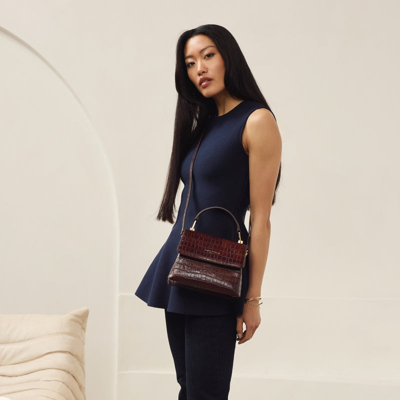 Isabel Bernard Femme Forte Heline Croco Bruine Handtas IB21013-zoom-