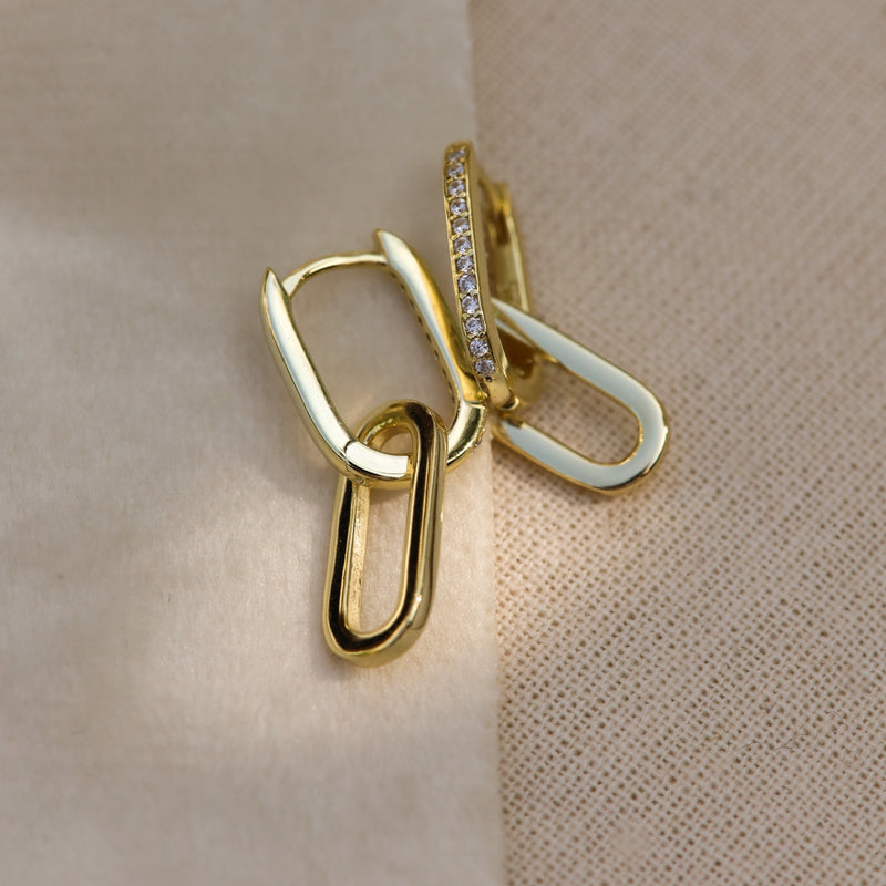 Karma 925 Sterling Silver Gold-coloured Zirconia Densely Hoop Earrings H233GP-zoom-