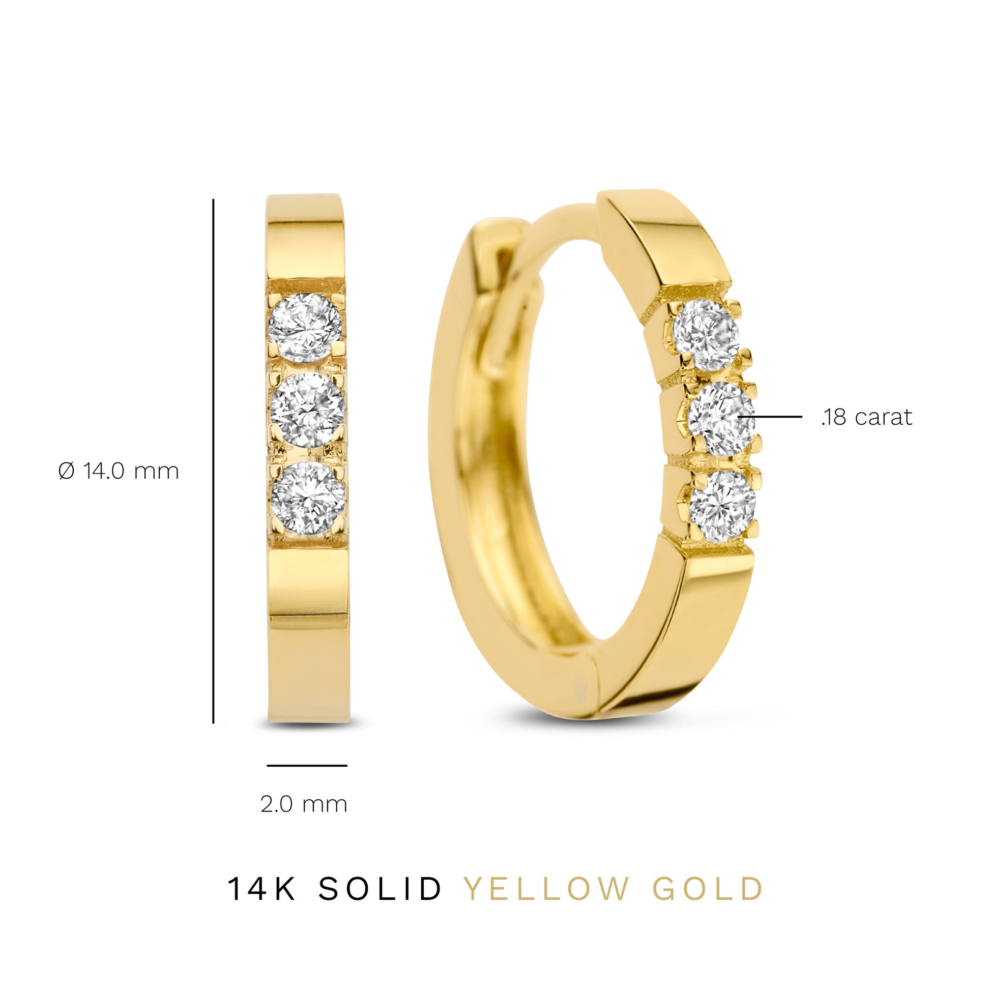 Isabel Bernard De la Paix Madeline 14 Carat Golden Hoop Earrings | diamond 0.15 ct | IBD360018