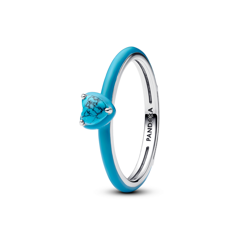 Pandora ME 925 Sterling Silver Turquoise-coloured Heart Stone Ring 193828C01-52-zoom-