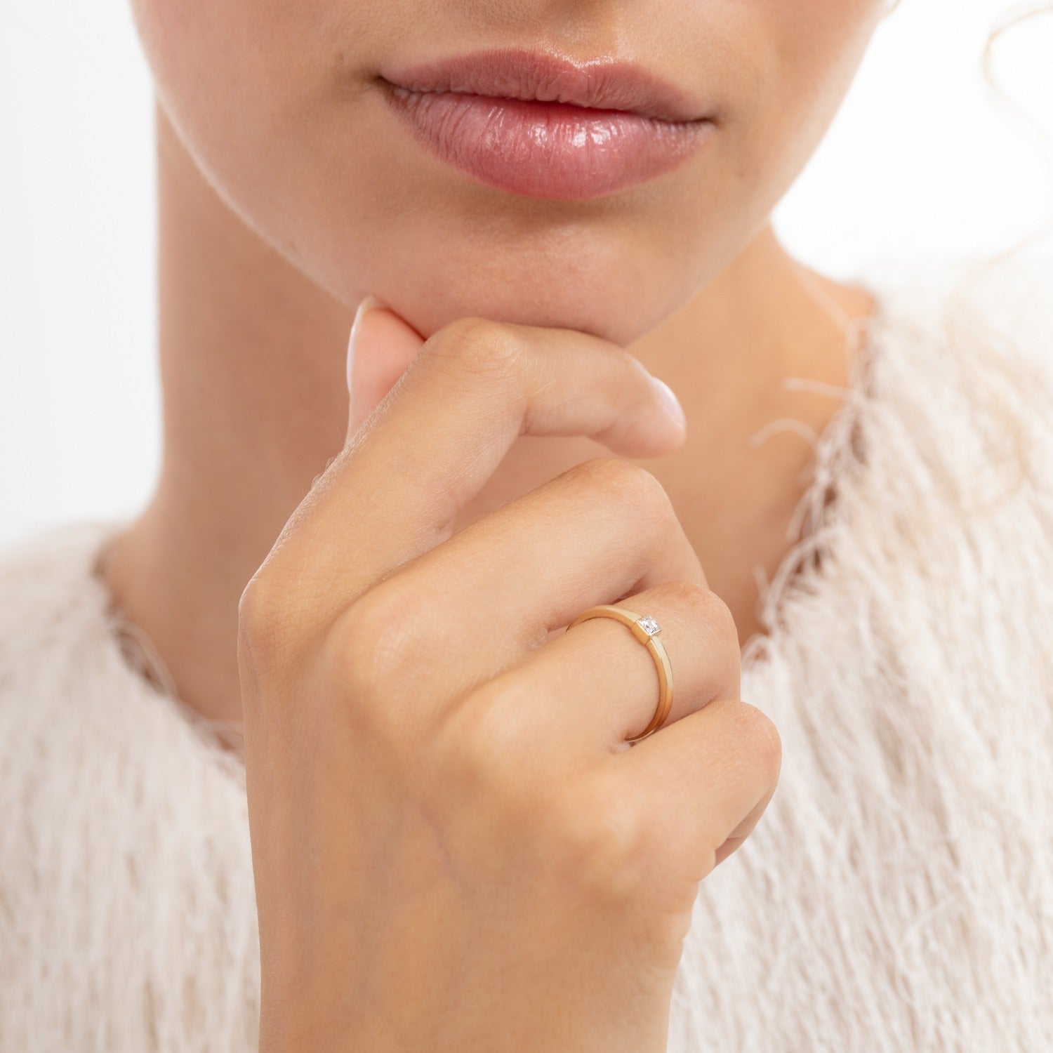 Isabel Bernard Rivoli Jodi 14 Karat Gold Stacking Ring With Zirconia Stone IB330111-50