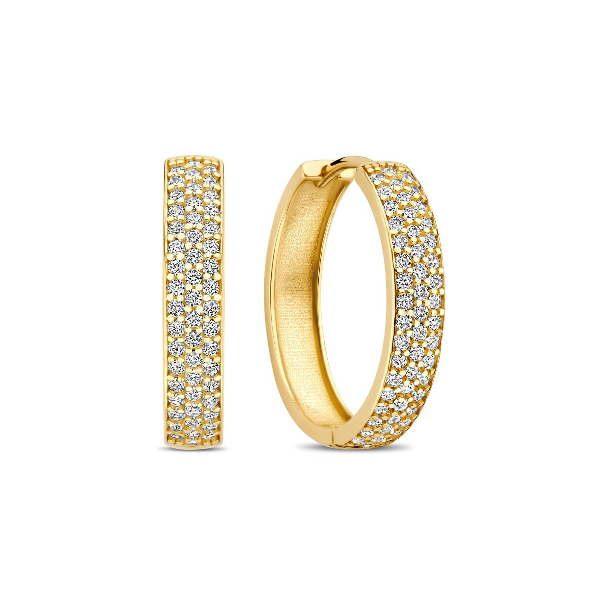 Beloro Jewels Monte Napoleone Stella 9 karat gold hoop earrings with zirconia BO360087