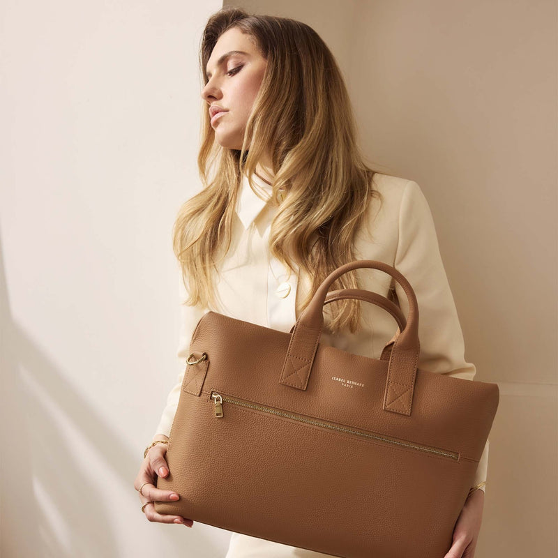 Isabel Bernard Honoré Anique Camel Kalfsleren Handtas IB25062-zoom-