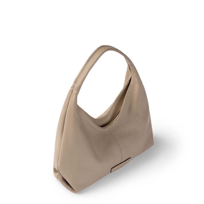 Isabel Bernard Honoré Grace mini taupe leren handtas van kalfsleer IB21132-078-zoom-