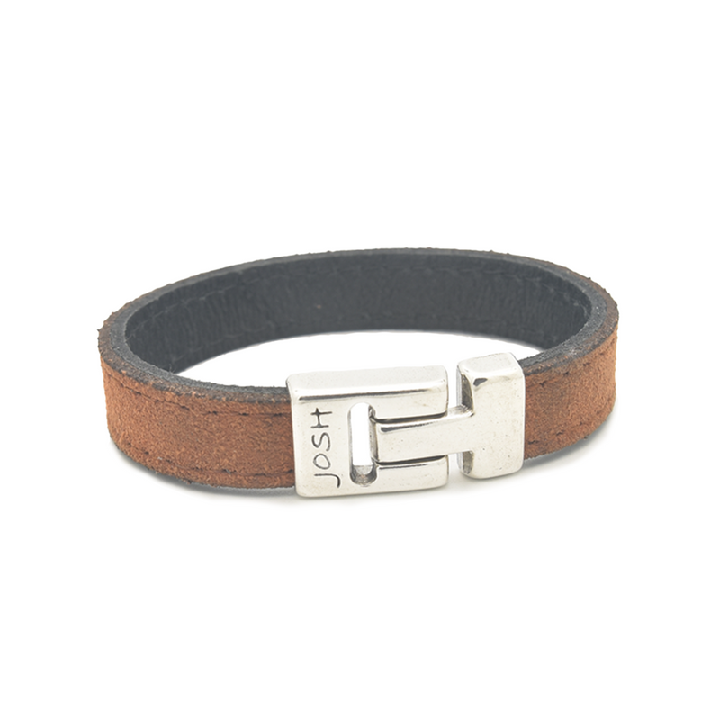Josh Cognac Leather Bracelet 25037SL/CGNC/LME-zoom-