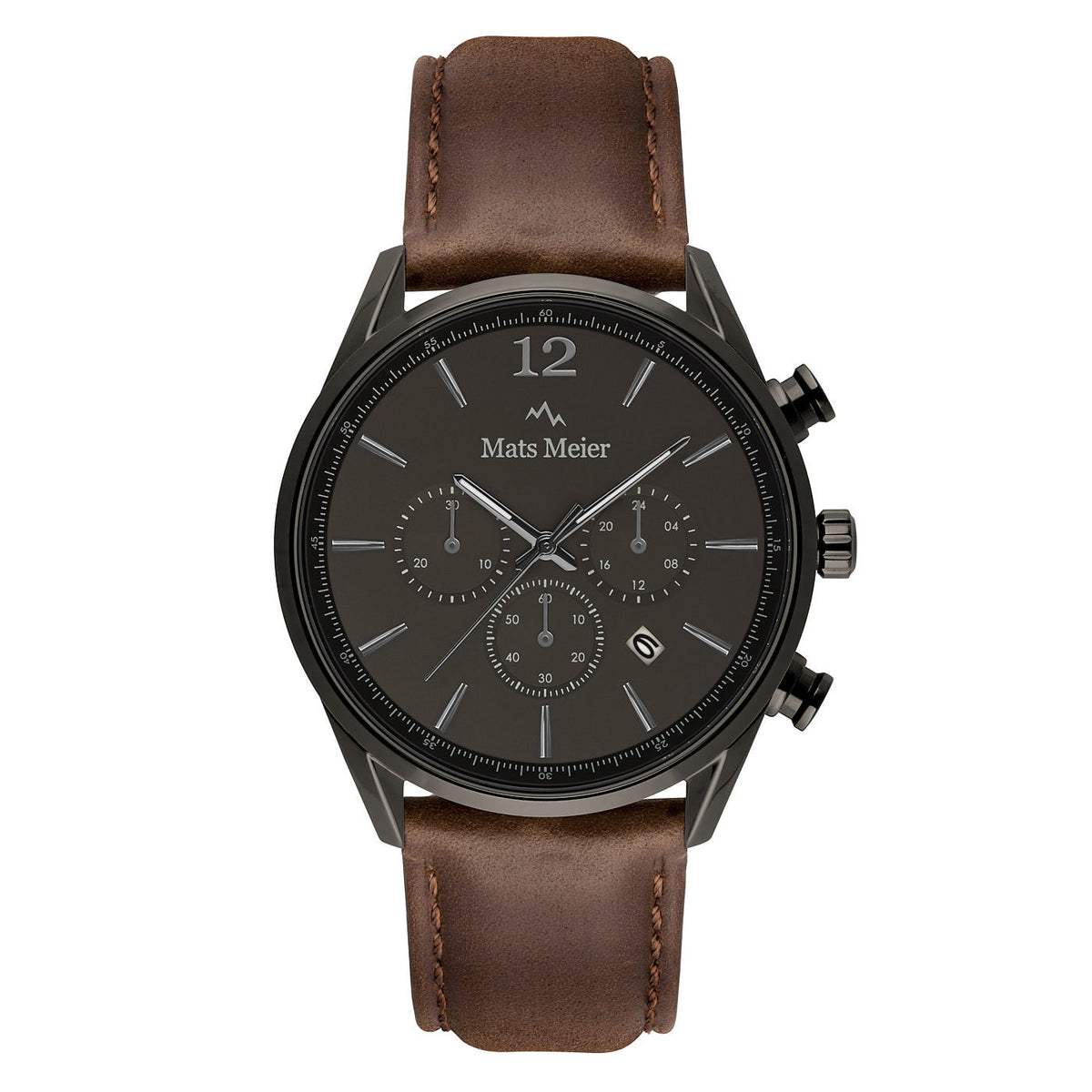 Mats Meier Grand Cornier Chrono Gunmetal/DonkerBrown Watch MM00104
