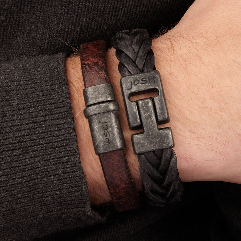 Josh Vintage Black Bracelet 24832-BRA-VB/BLACK/L-zoom-