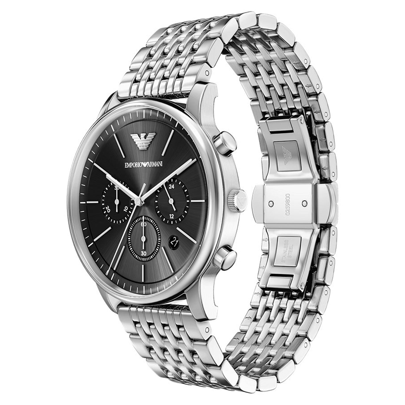 Emporio Armani Round Black Dial Watch AR11772