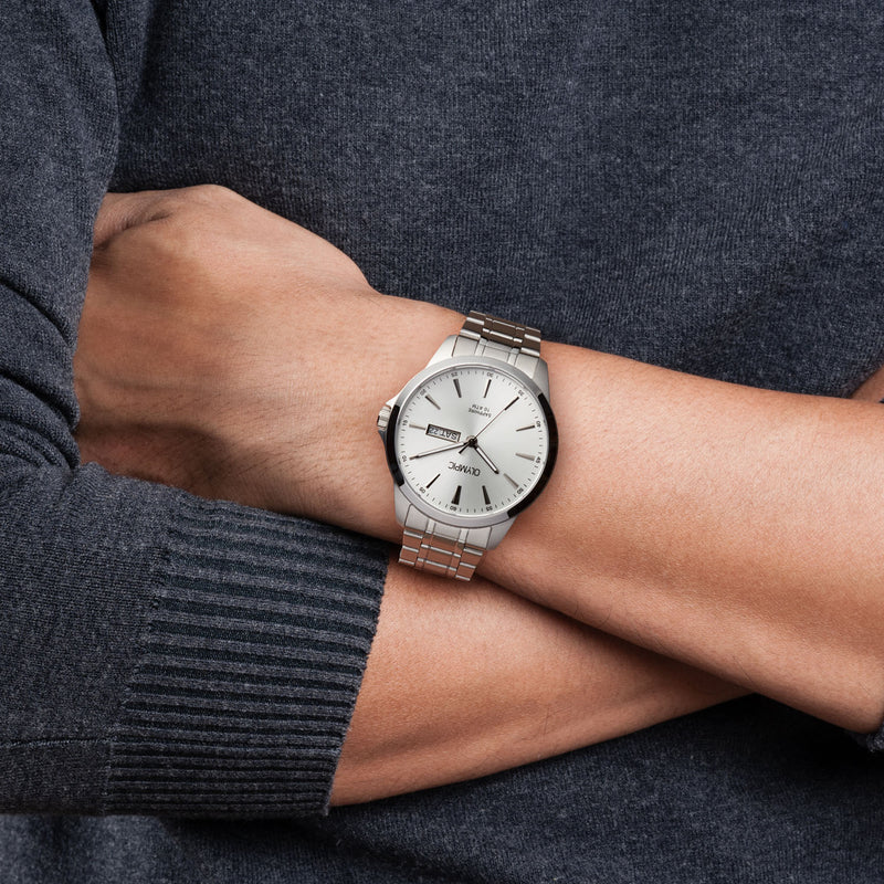 Olympic John Zilverkleurig Herenhorloge OL26HSS320-zoom-